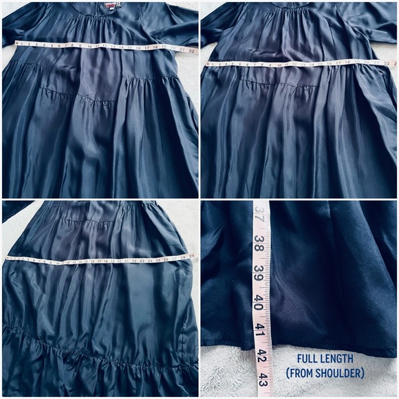 Johnny Was Pete & Greta Silky Lagenlook Billowy Ruffle Hem Dress Navy Blue Sz M - Picture 11 of 11